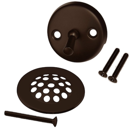 Westbrass 3-1/8" Trip Lever Bathtub and Shower Drain Kit with 2-Hole Overflow Cover, Oil Rubbed Bronze D92-12